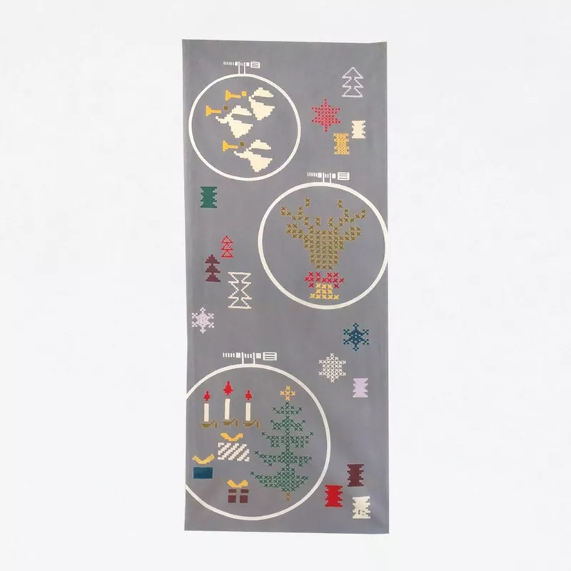 [Kokka Lifestyle] Nijiyura Cotton Tenugui - Winter Embroidery