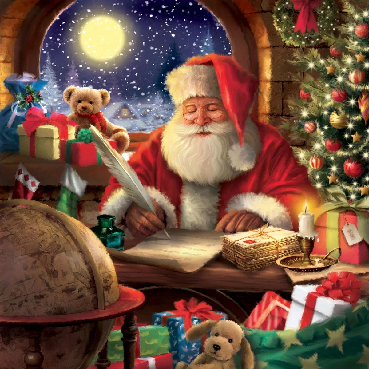 Letters to Santa DP27125-44-PNL Blue Multi by Simon Treadwell