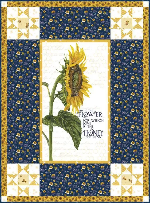 “Life is the Flower” Riley Blake Honey Bees and Flowers Kit 53.5 x 72.5