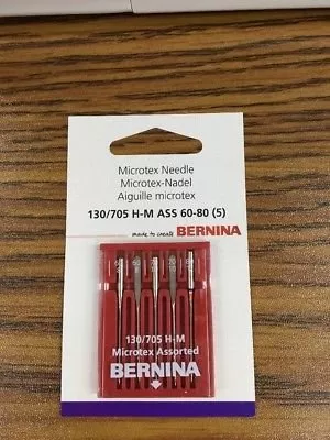 *MICROTEX SHARP SEWING MACHINE NEEDLE ASSORTMENT//60/8, 70/10, 80/12 SIZE//5 PACK//130/705H-M//BERNINA