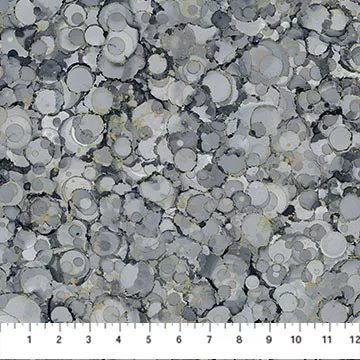 Midas Touch Bubble Texture Dark Gray Metallic Northcott DM26834-97