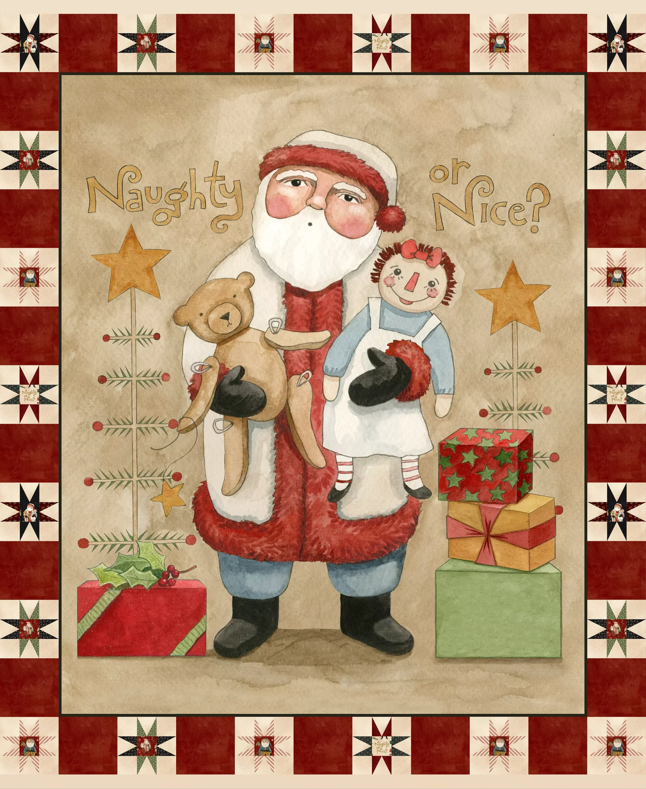 Naughty or Nice | Santa Panel by Teresa Kogut for Riley Blake | P16267-PANEL