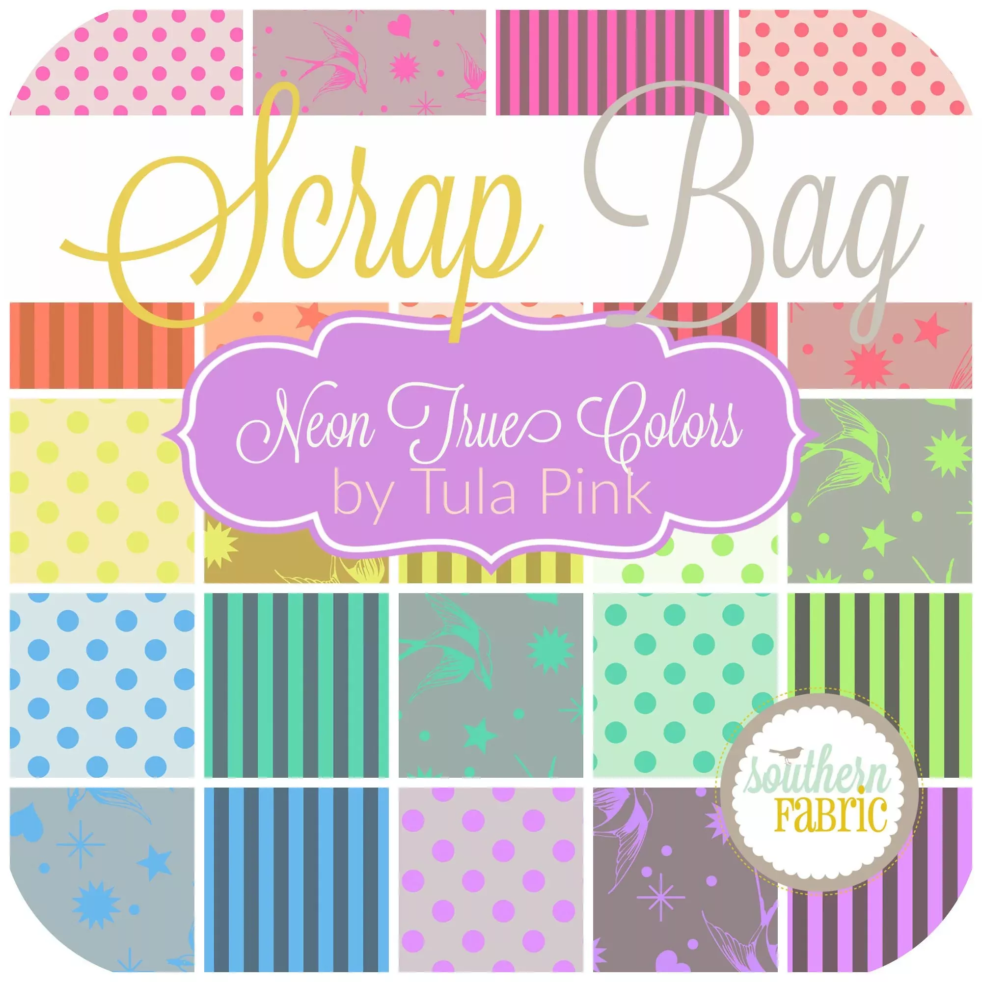 Neon True Colors Scrap Bag (approx 2 yards) by Tula Pink for Free Spirit