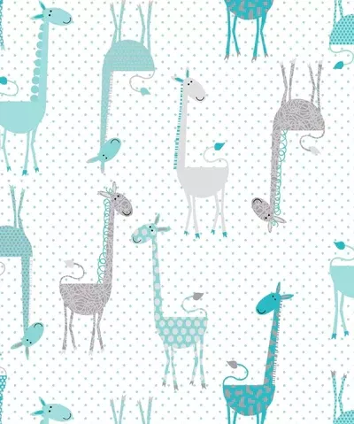 Oasis Fun Flannels Aqua Giraffes Fabric OA-44-7511