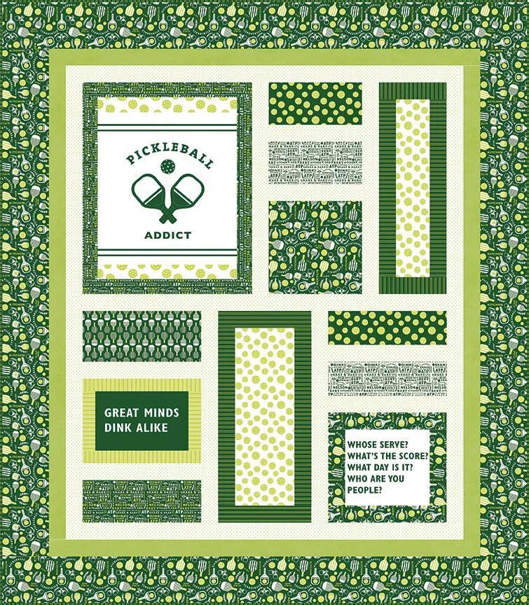 “Pickleball Addict” Riley Blake Kit 62.5×71.5 Green