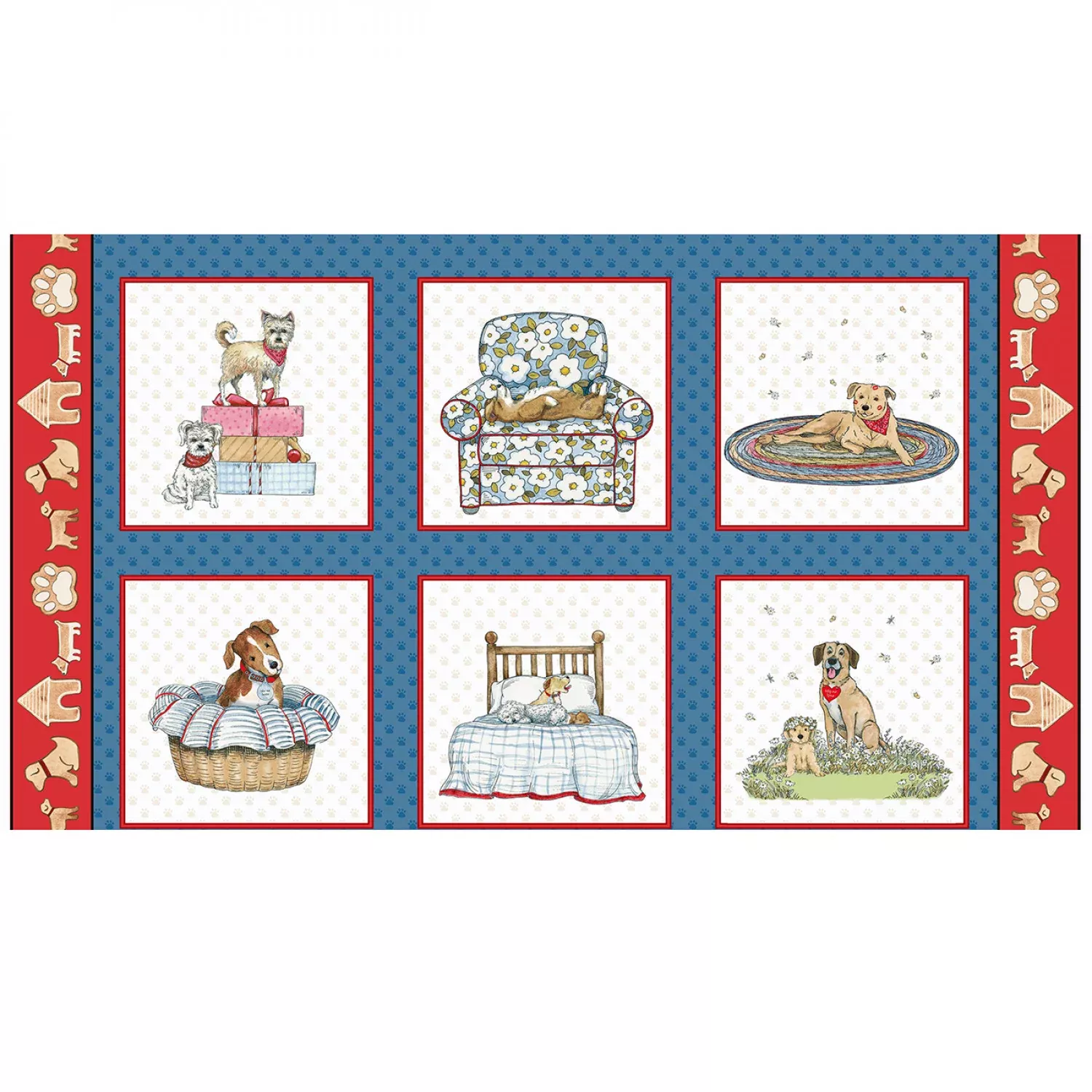 A Place to Call Home | 10" Blocks Panel by Grace Violet for Henry Glass | 1425-78 Blue-Multi