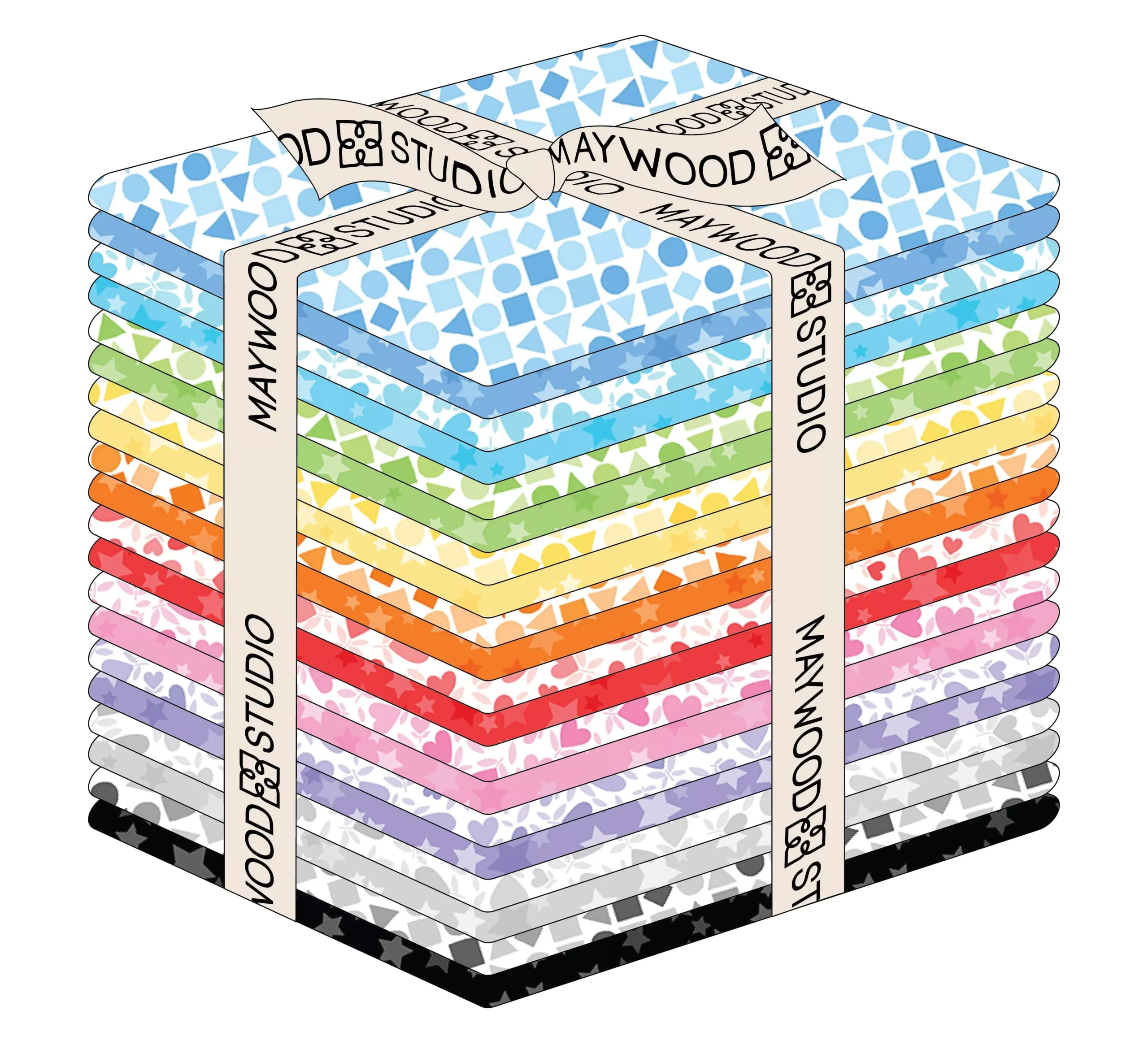 Playtime Flannel Fat Quarter Bundle - Stars, Hearts & Shapes (20pcs) from Maywood Studio