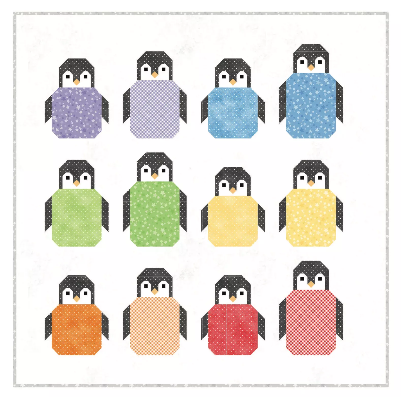 Playtime Flannel Penguin Party Quilt Kit from Maywood Studio (50in x 50in)