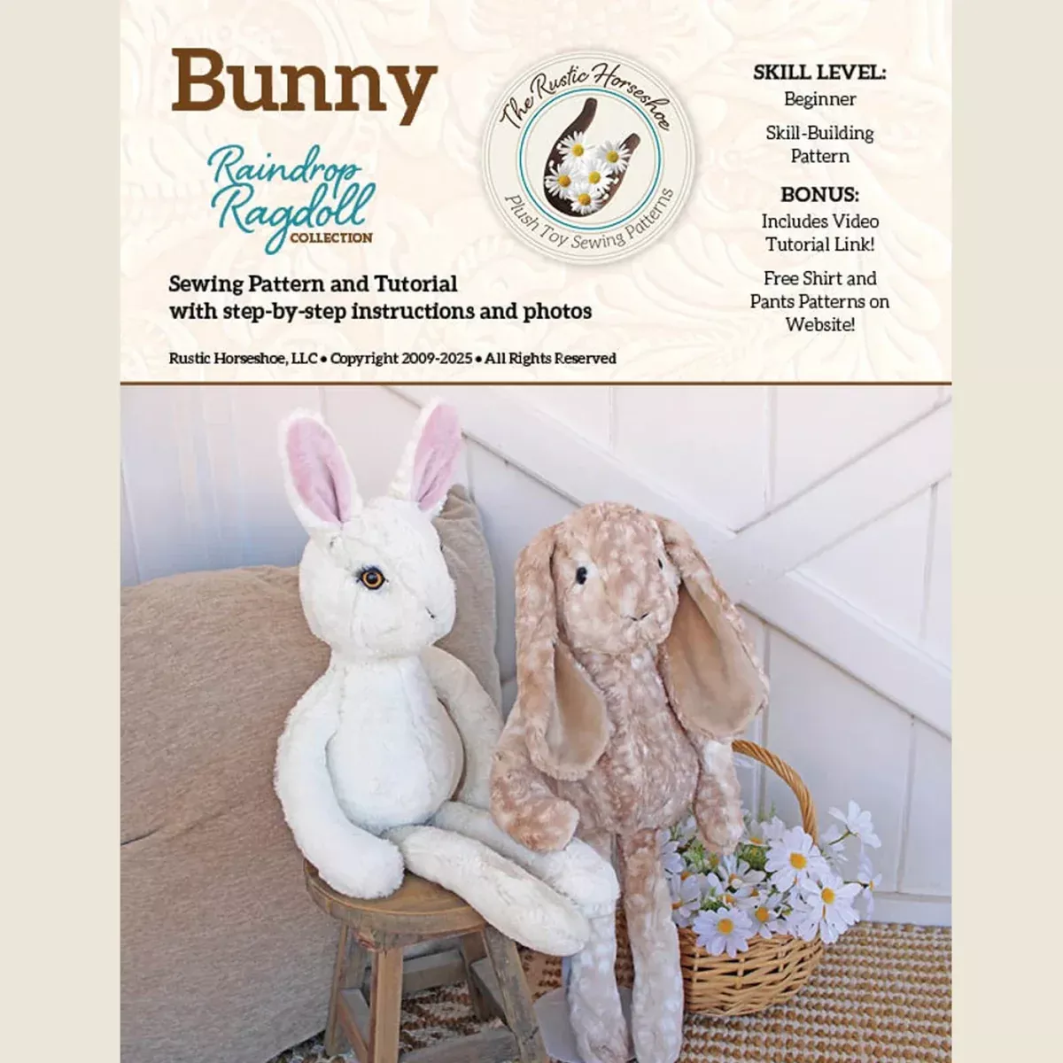 Raindrop Ragdoll Bunny Sewing Pattern Book