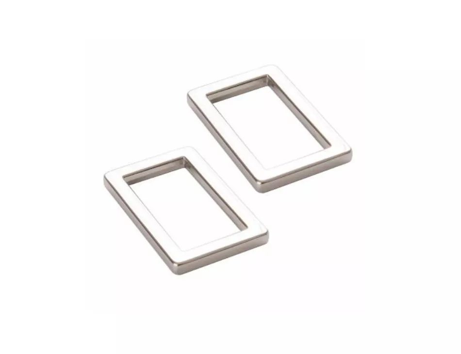 Rectangle Rings 1" Nickel Set of Two