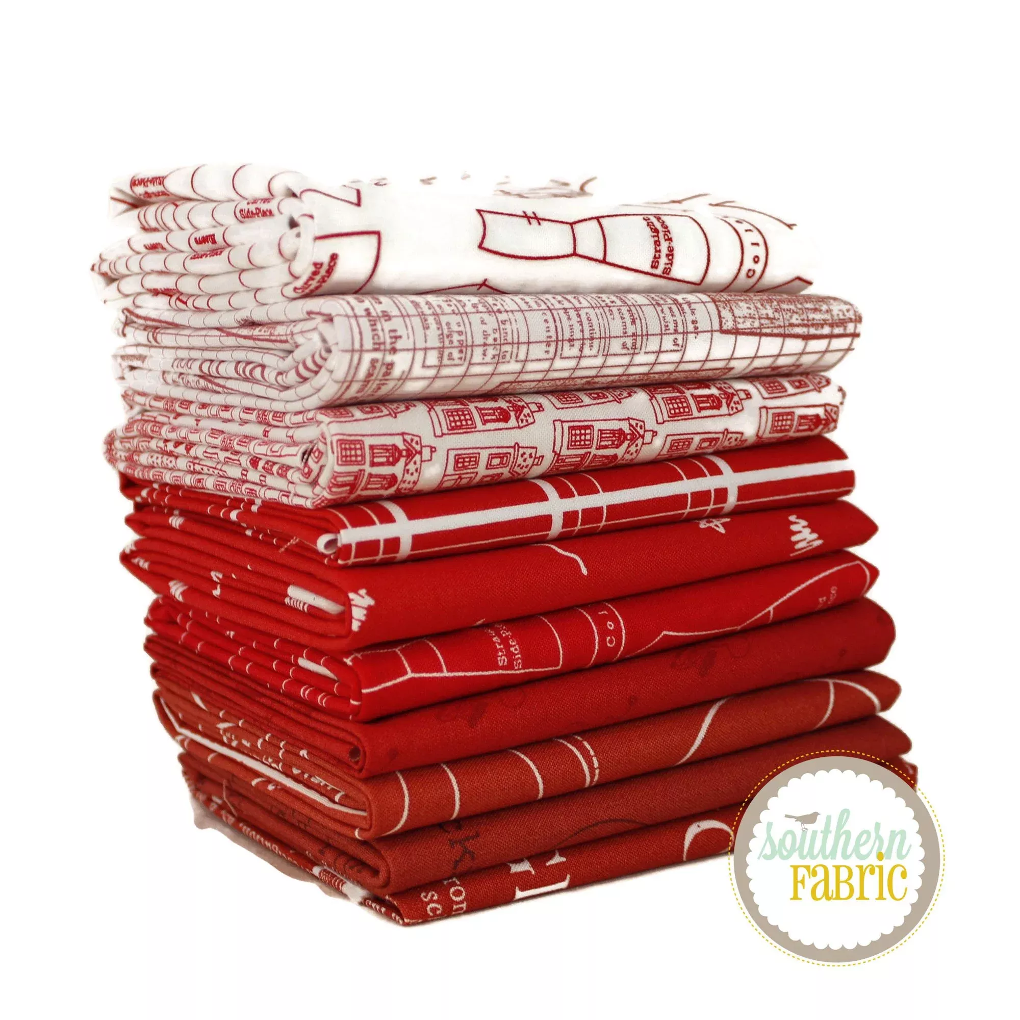 Red - Fat Quarter Bundle (10 pcs) by Mixed Designers for Southern Fabric