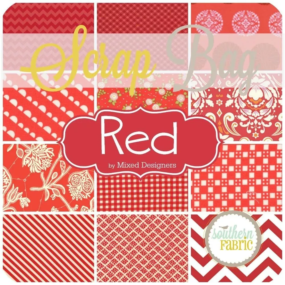 Red - Scrap Bag (approx 2 yards) by Mixed Designers for Southern Fabric