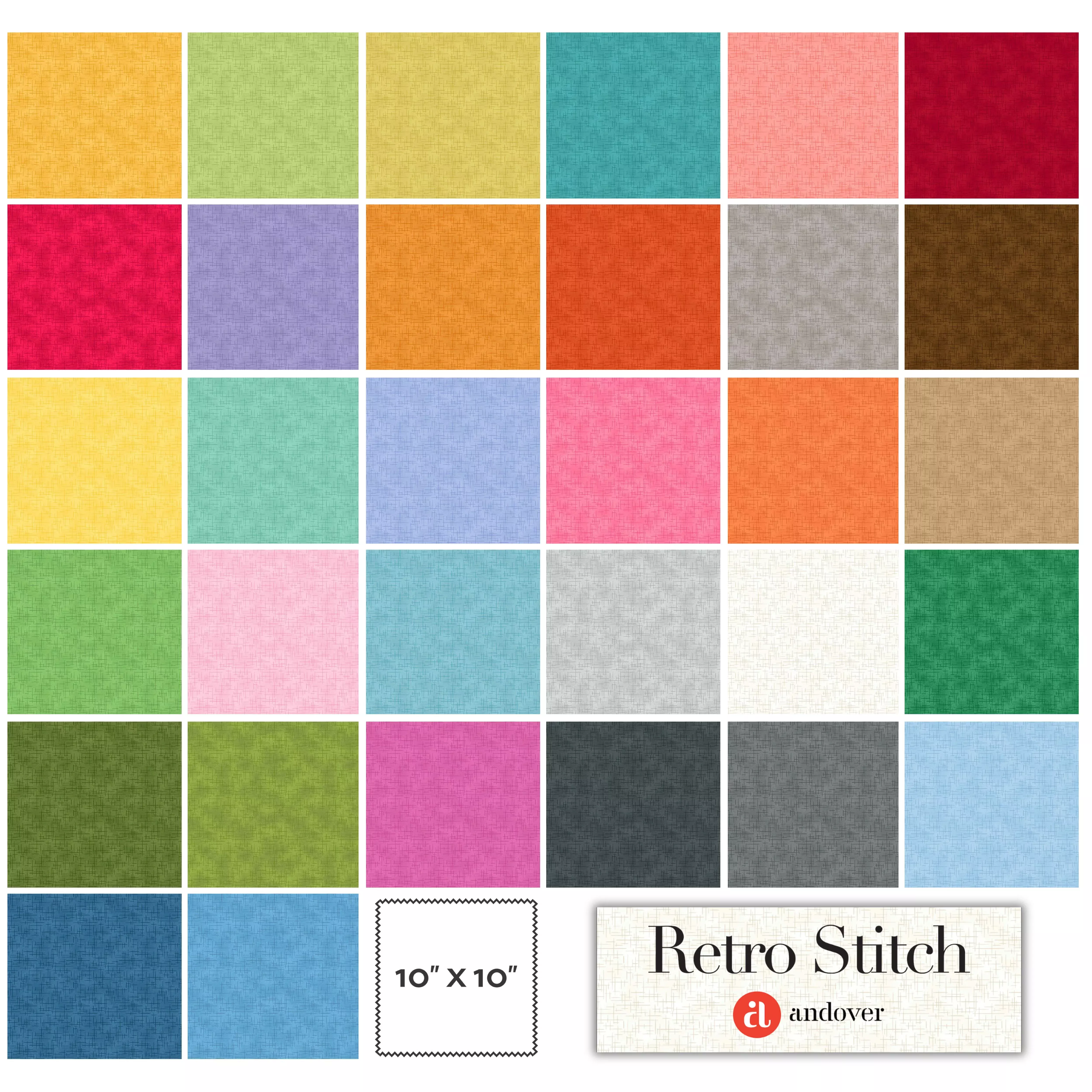 Retro Stitch | 10" Square Pack by Andover Fabrics | 42 pcs