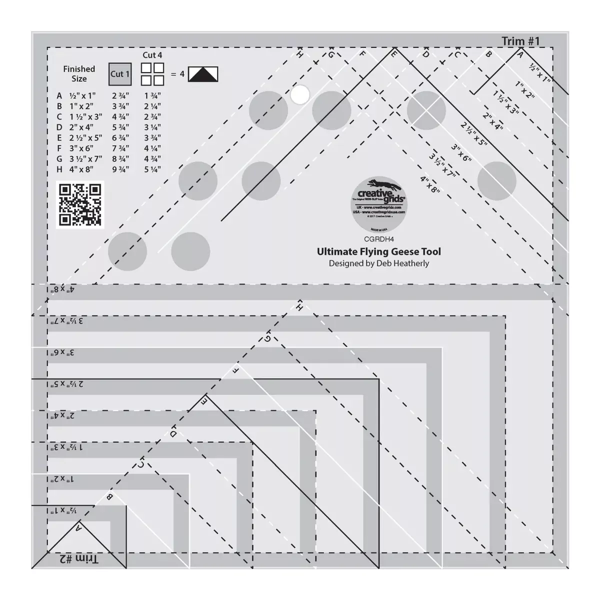 Ruler - Creative Grids Ultimate Flying Geese Tool Quilt Ruler # CGRDH4