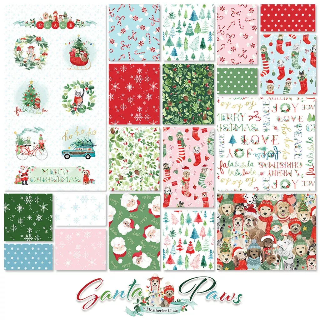Santa Paws | Fat Quarter Bundle by Heatherlee Chan for Clothworks | 19 pcs