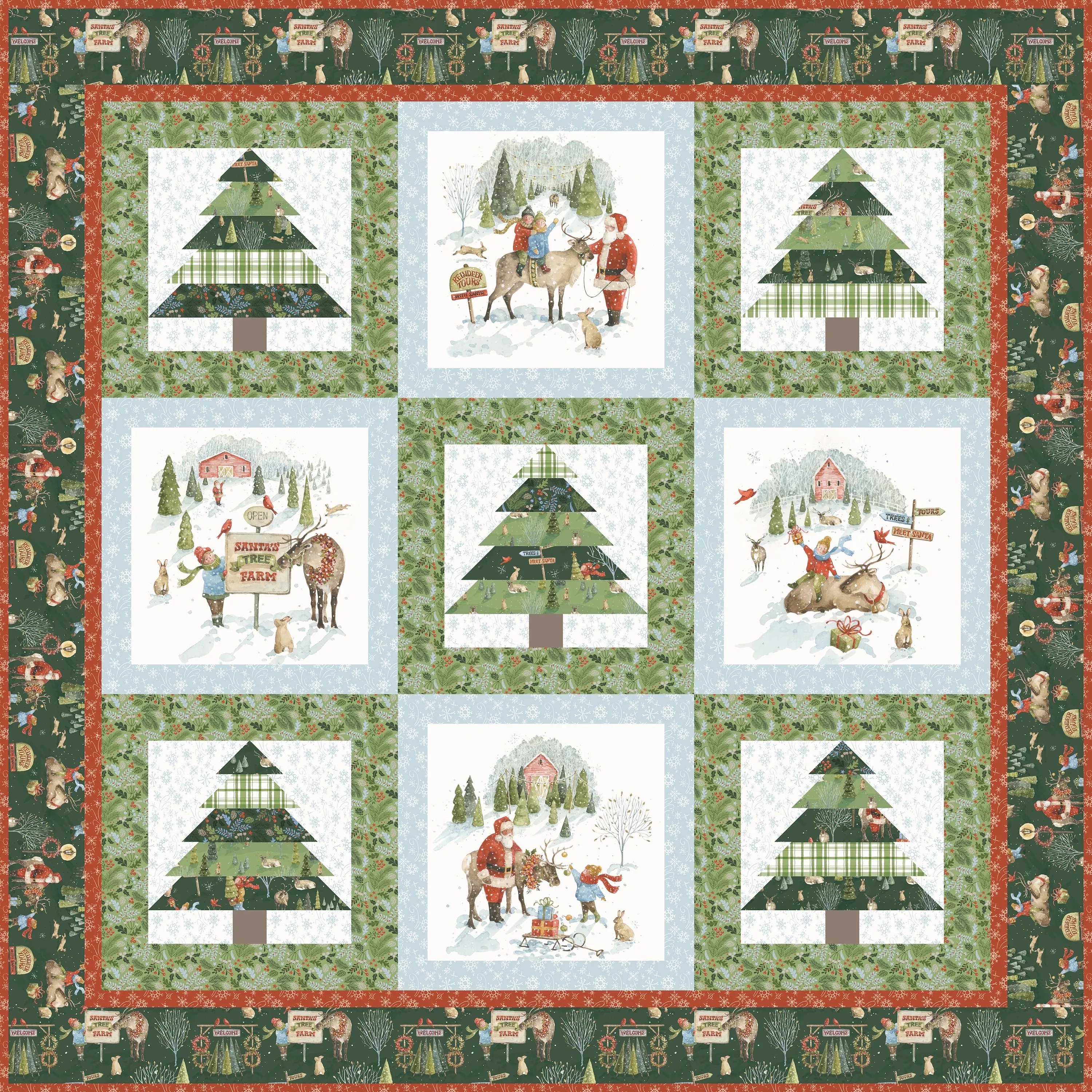 Santa's Tree Farm Panel Quilt Kit from Riley Blake | 64" x 64"