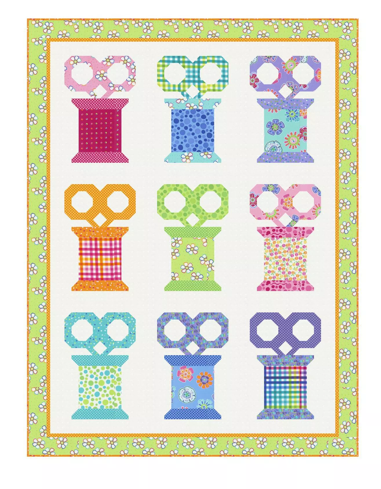 “Scissors & Spools” Kit Moda Fiesta 46″x61″