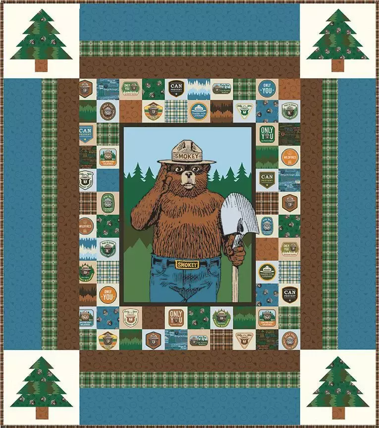 “Smokey Bear Panel Quilt” Riley Blake Only You Kit 59″ x 66″