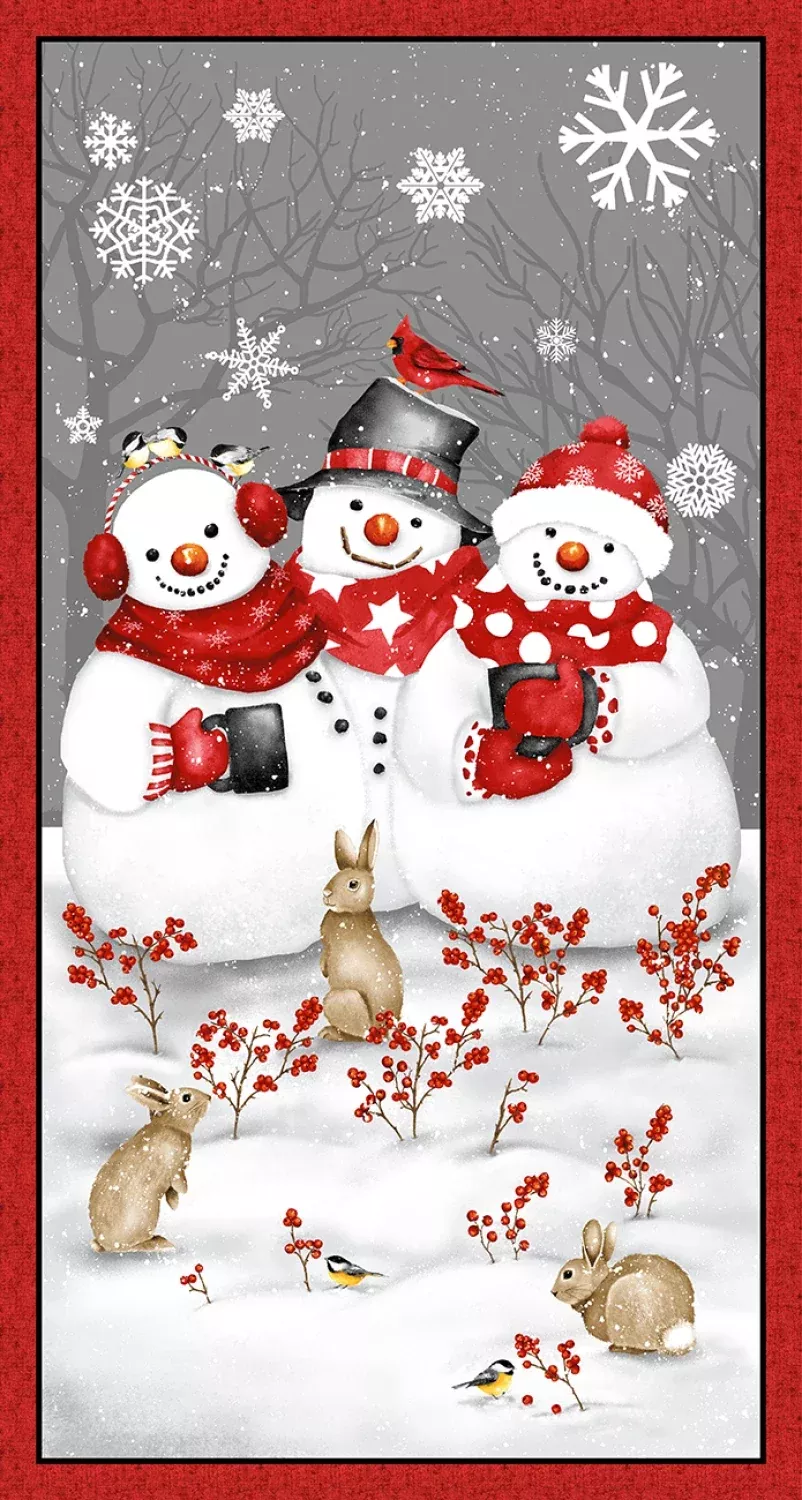Snow Crew Flannel | Snowmen 24" Panel by Barb Tourtillotte for Henry Glass | F1296P-89