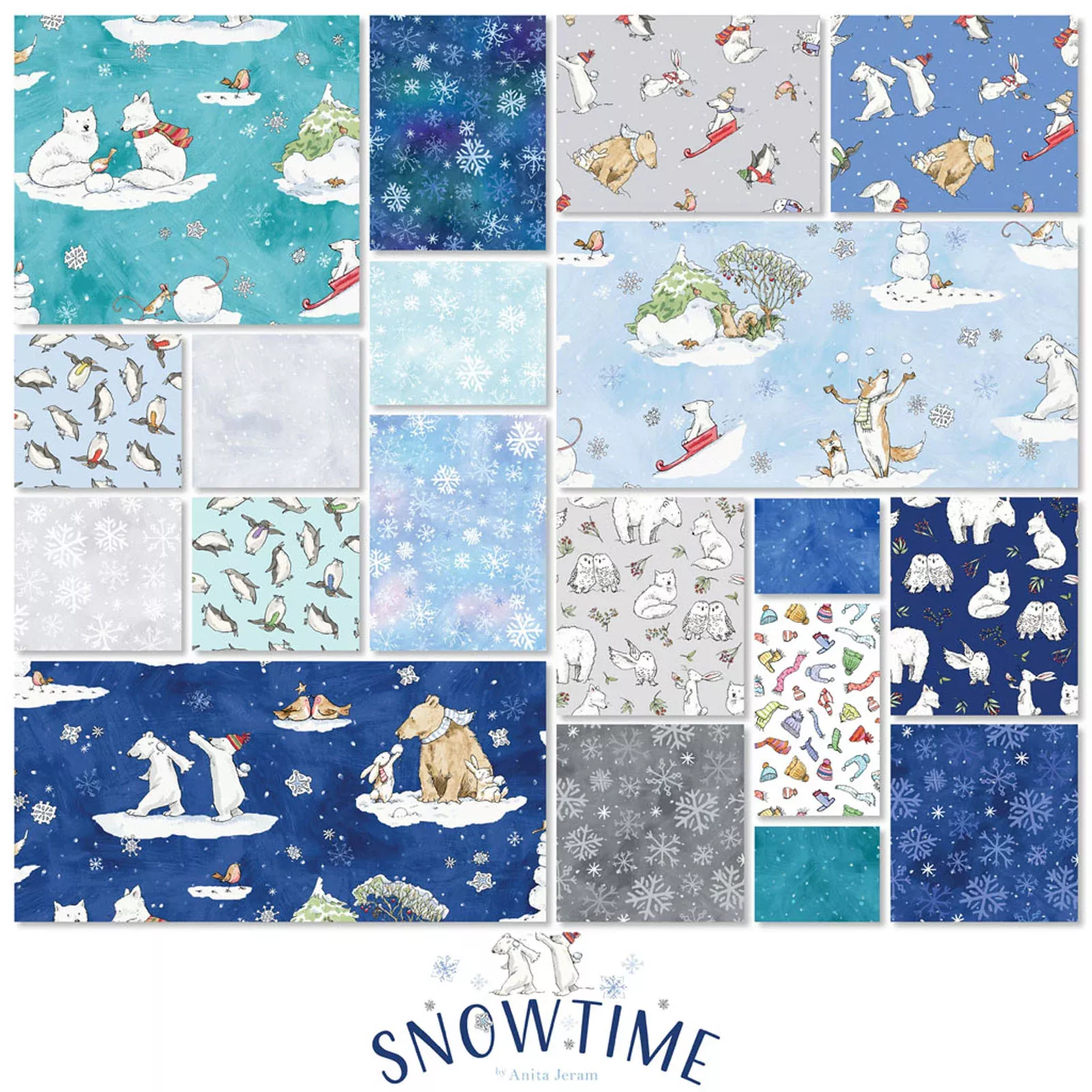 Snowtime | 10" Square Pack by Anita Jeram for Clothworks | 42 pcs