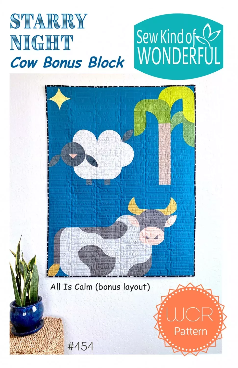 Starry Night Cow Bonus Block Pattern by Sew Kind of Wonderful