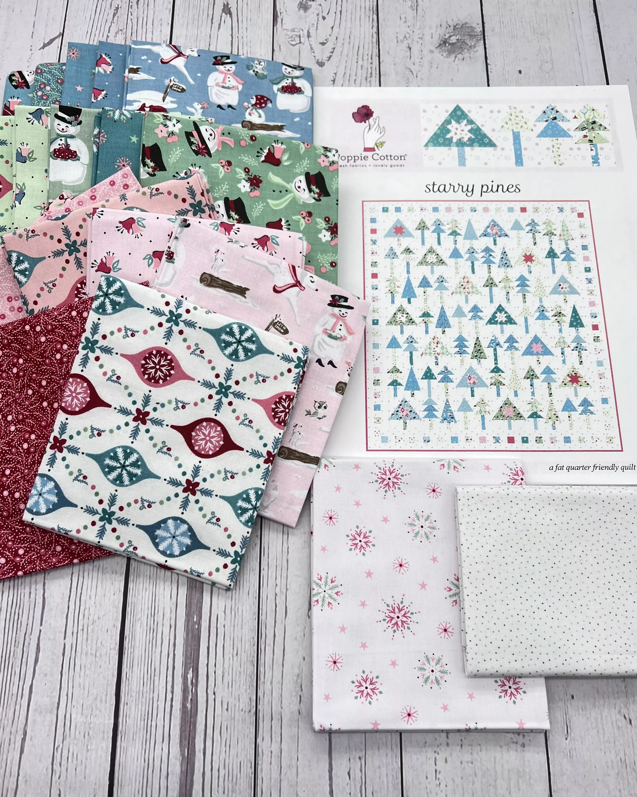 Starry Pines Quilt KIT: Includes Pattern & Frost and Flurry Fat Quarter Bundle