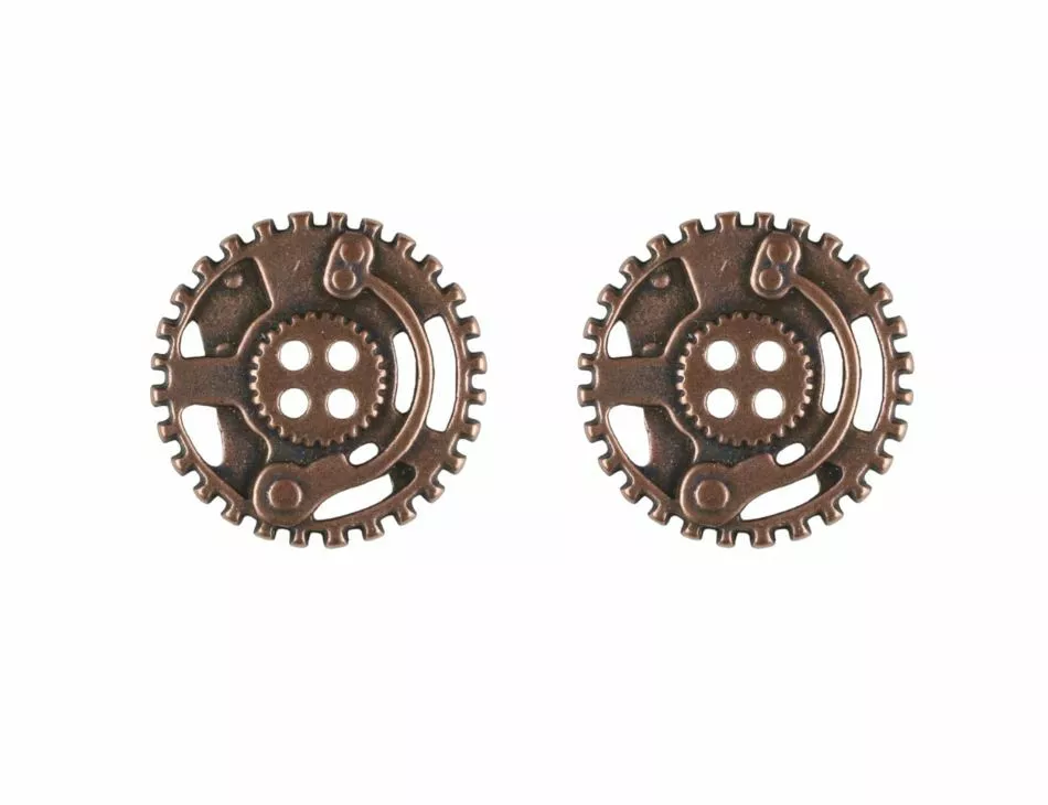 Steampunk Gear Buttons Copper 23mm