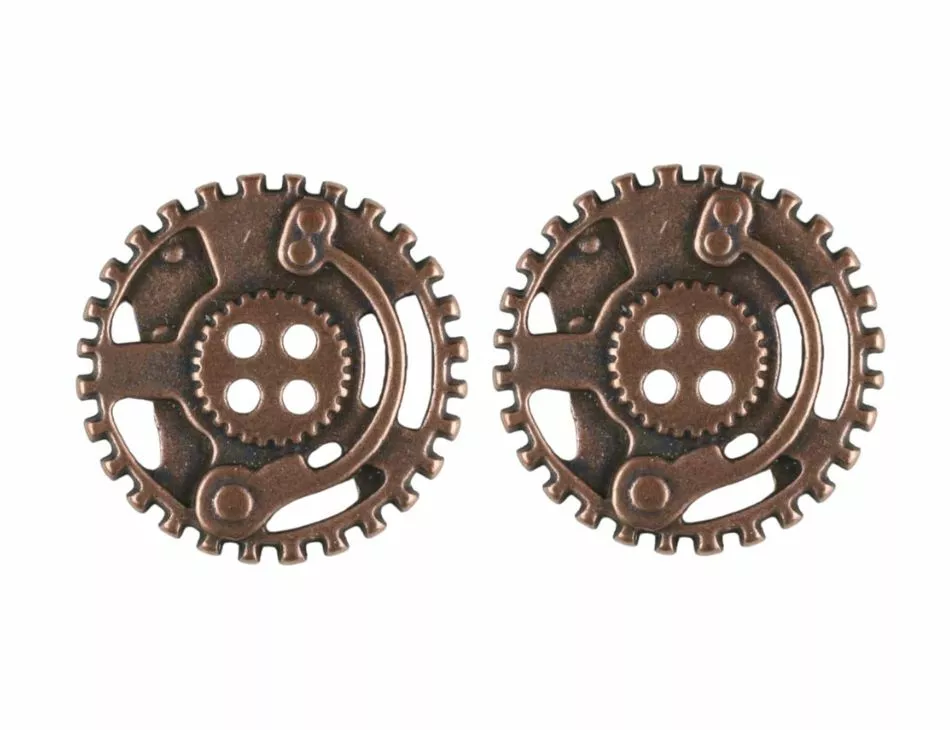 Steampunk Gear Buttons Copper 30mm