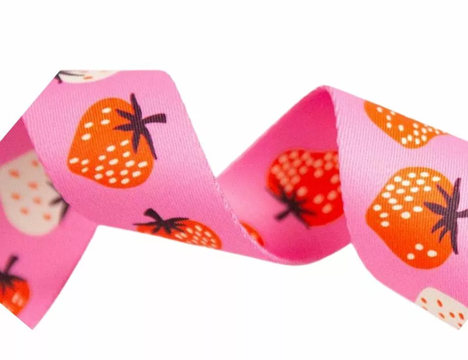 Strawberry Daisy Webbing Pink 1.5"