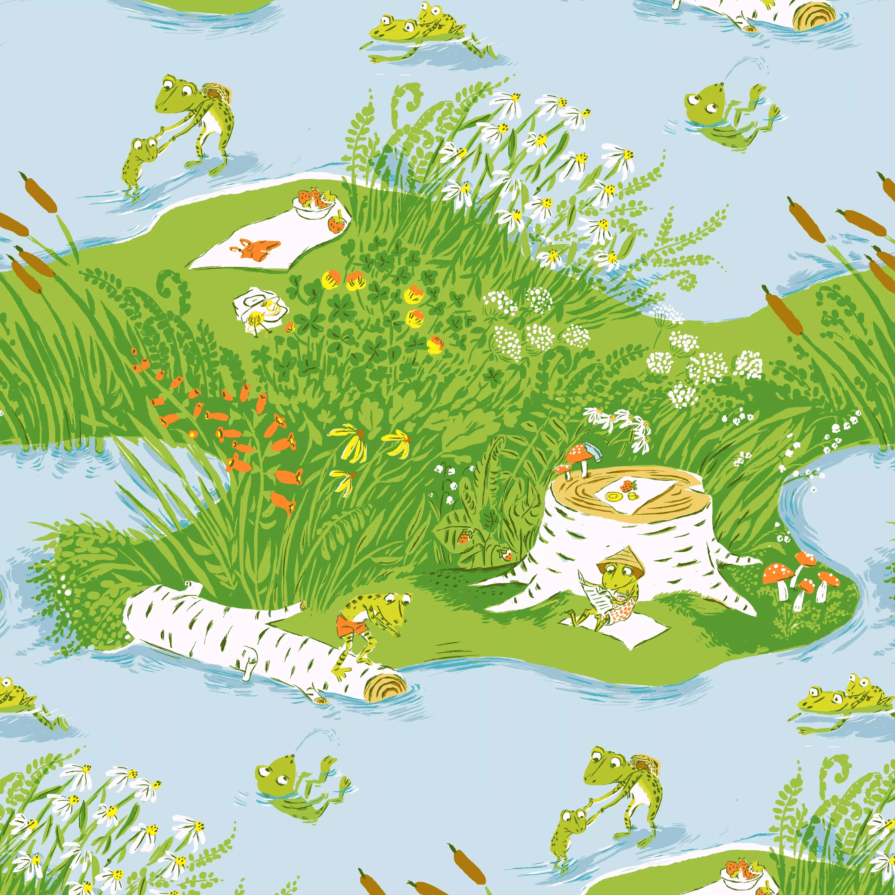 Studio Edit | Frog Pond - Blue by Heather Ross for Windham Fabrics | 37022D-1