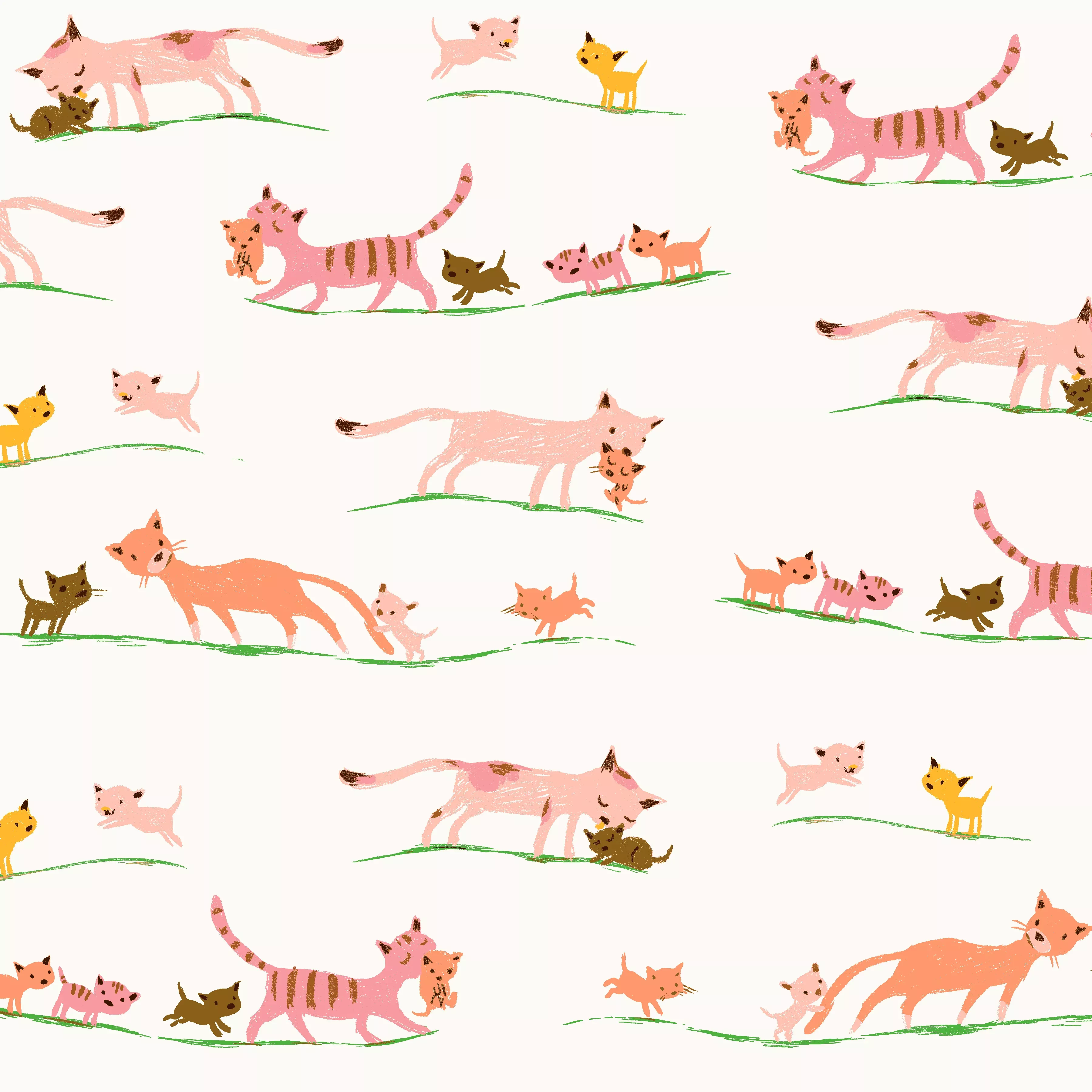 Studio Edit | Mother Cats - Cream by Heather Ross for Windham Fabrics | 40931D-5