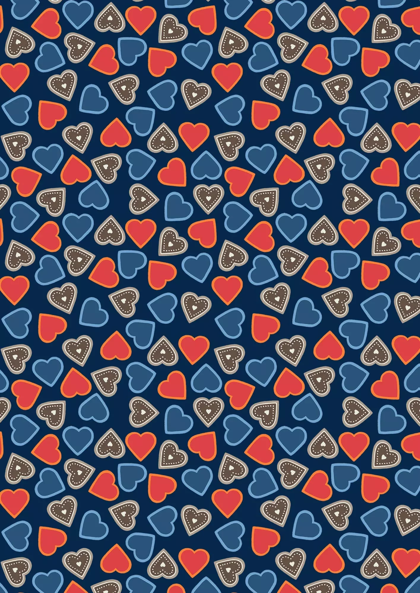 Tomten's Folklore Christmas | Hearts on Dark Blue by Eva Melhuish for Lewis & Irene | CE42