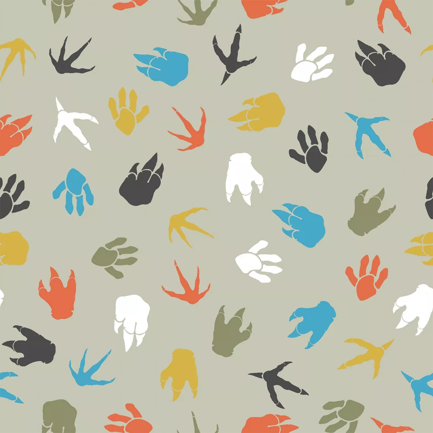 Totally Roarsome Flannel | Dino Tracks Green by Josh Rey for 3 Wishes | 21671-GRN