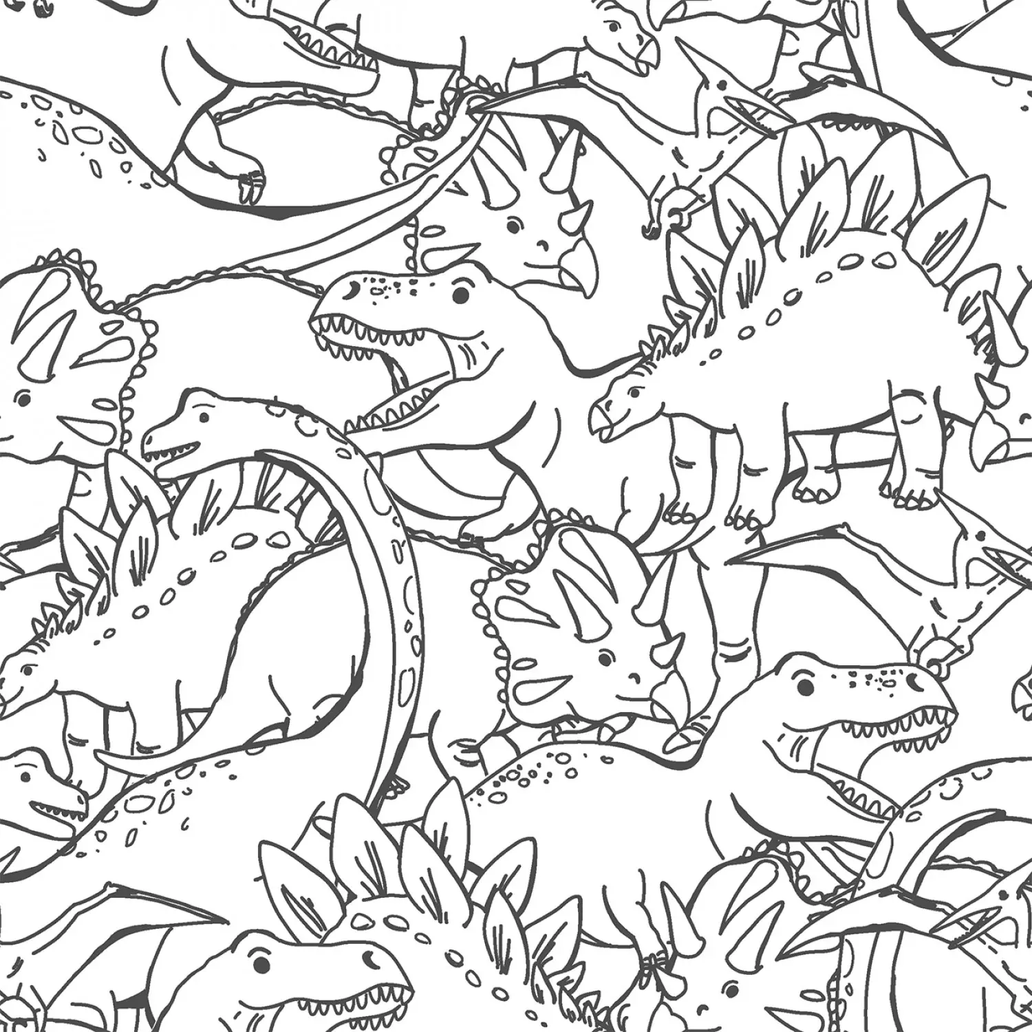 Totally Roarsome Flannel | Outlines White by Josh Rey for 3 Wishes | 21669-WHT