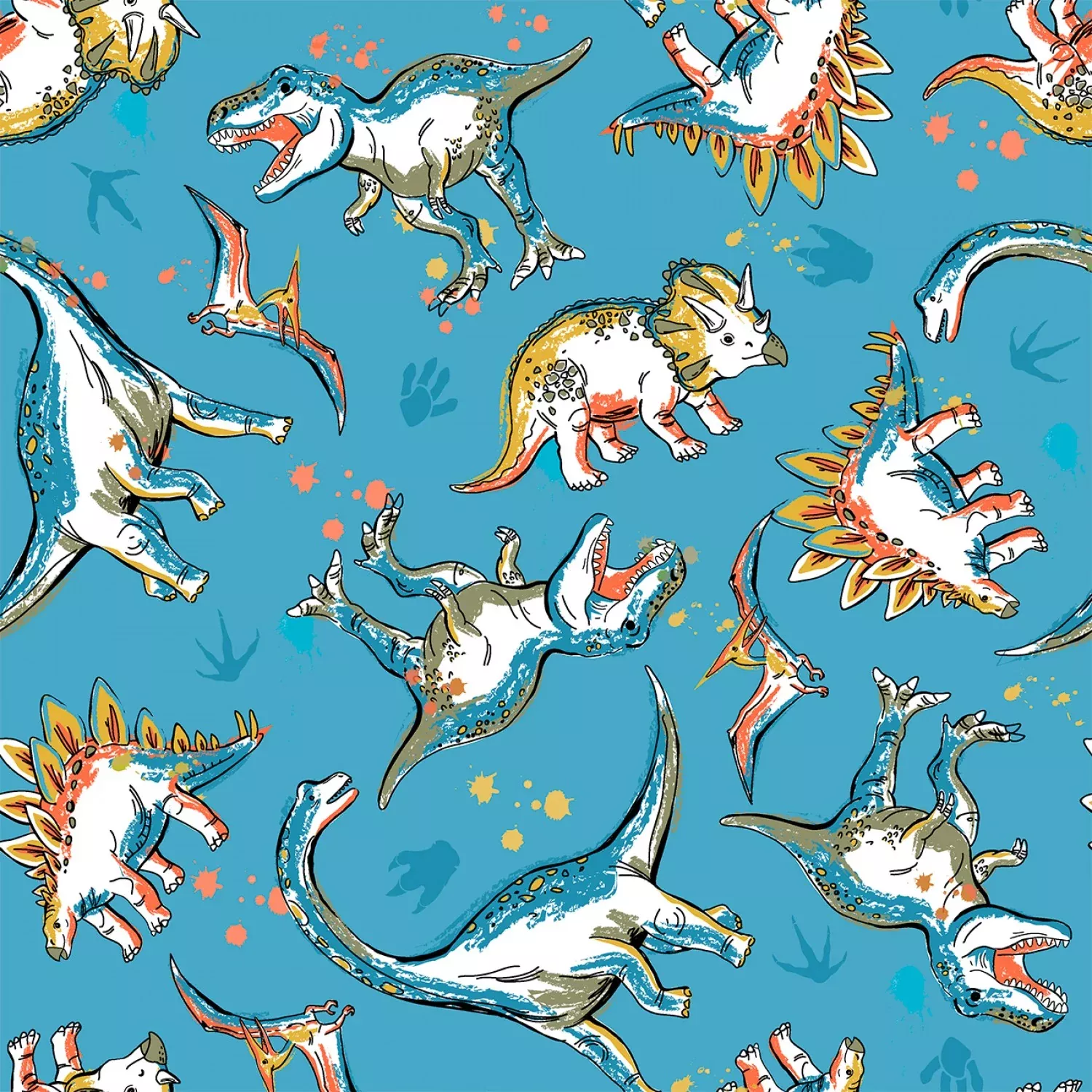 Totally Roarsome Flannel | Roarsome Dinos Blue by Josh Rey for 3 Wishes | 21668-BLU