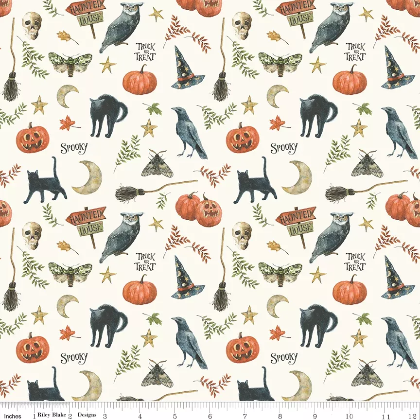 Trick or Treat | Spooky Cream by Lisa Audit for Riley Blake Designs | CD15962-CREAM