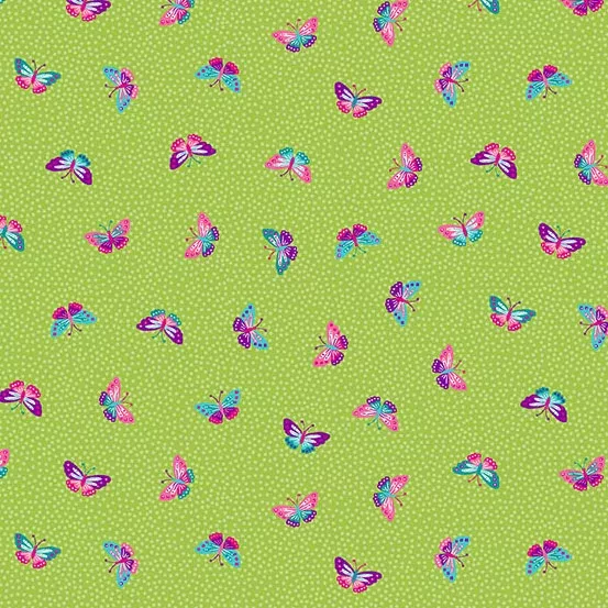 Tropica | Butterflies Green by Makower UK for Andover Fabrics | MU-149-G