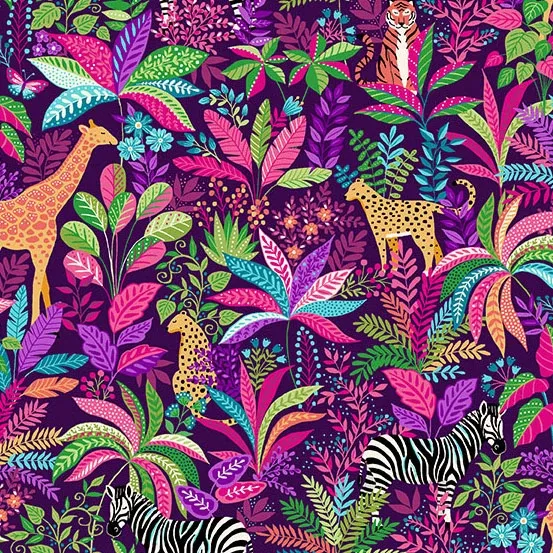 Tropica | Wildlife Pink by Makower UK for Andover Fabrics | MU-146-L