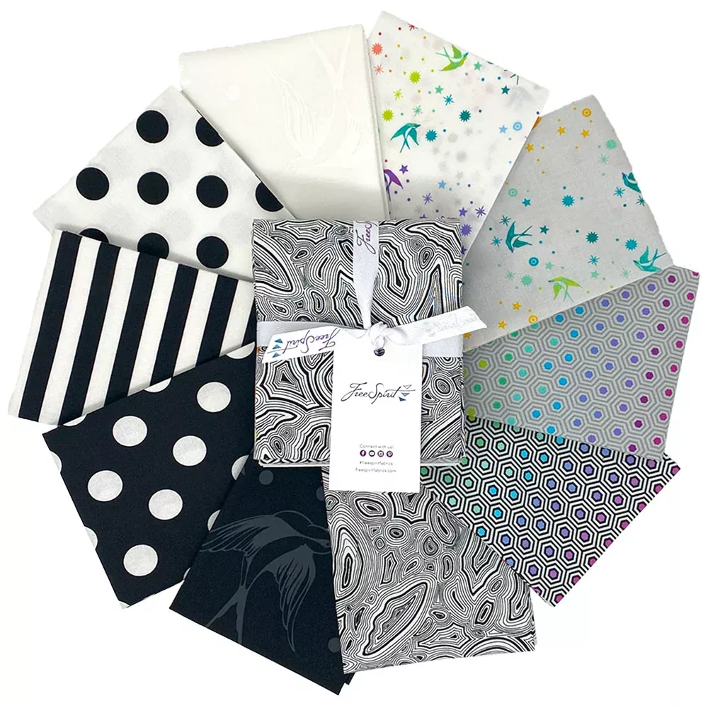 True Colors | Fat Quarter Bundle - Graphite by Tula Pink for Free Spirit | 10 pcs