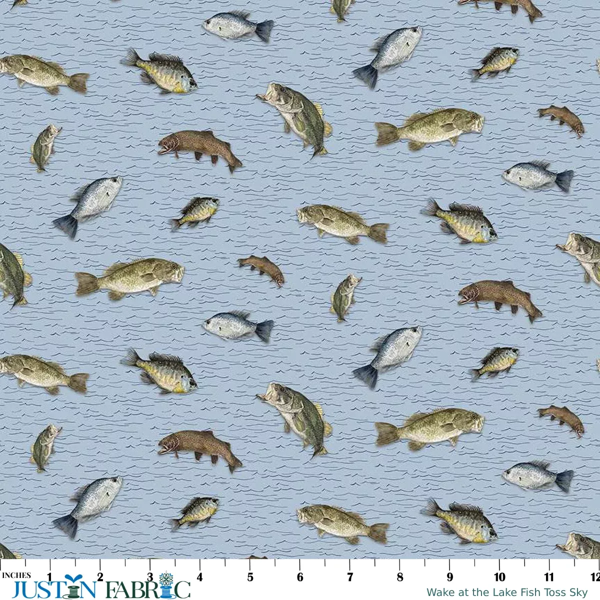 Wake at the Lake Fish Toss Sky Yardage by Tara Reed | Riley Blake Designs