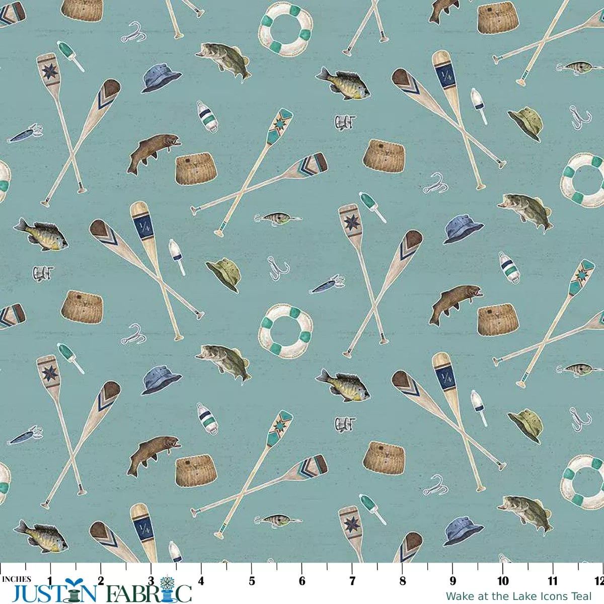 Wake at the Lake Icons Teal Yardage by Tara Reed | Riley Blake Designs