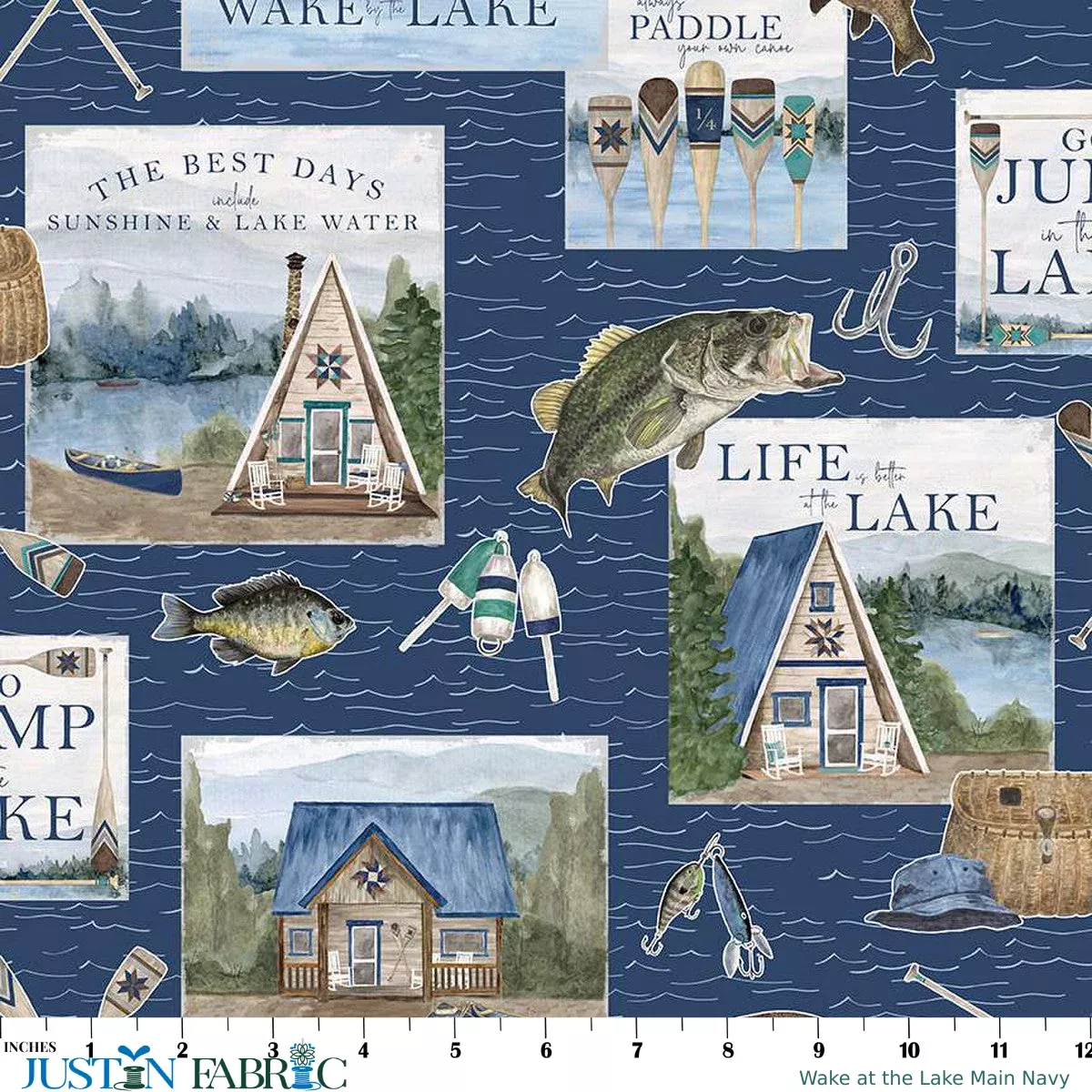 Wake at the Lake Main Navy Yardage by Tara Reed | Riley Blake Designs