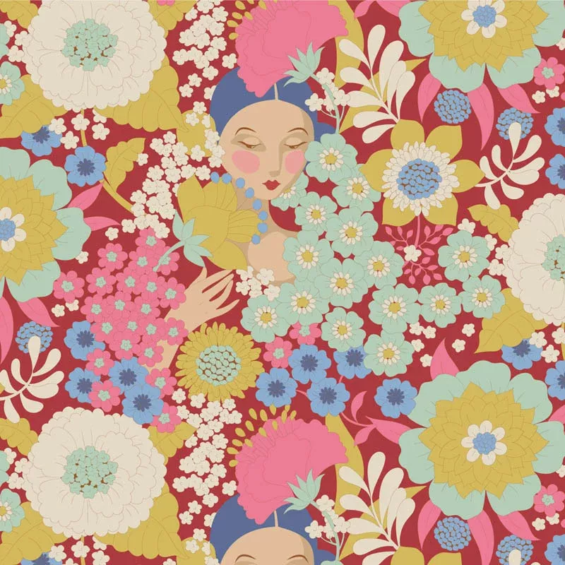 Wallflower | Wallflower - Burgundy by Tone Finnanger for Tilda Fabrics | TIL100606