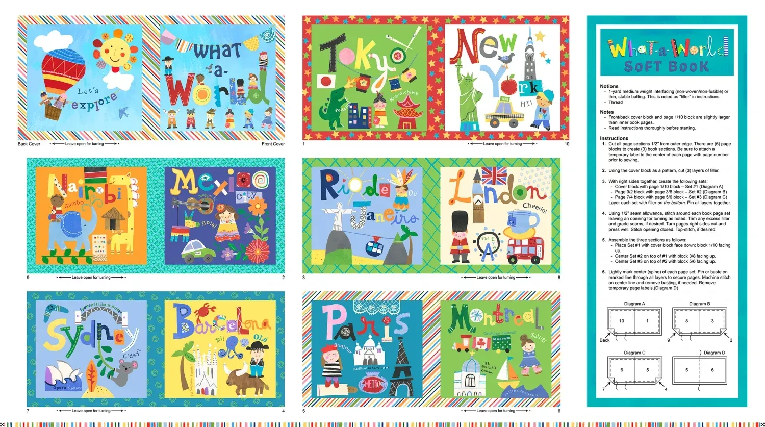 What a World | Soft Book Craft Panel by Julia Button for P&B Textiles | WAWO5977-PA