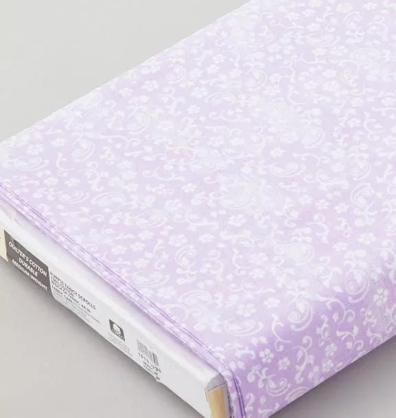 White Scroll on Lilac Yardage – Robert Kaufman Fabrics
