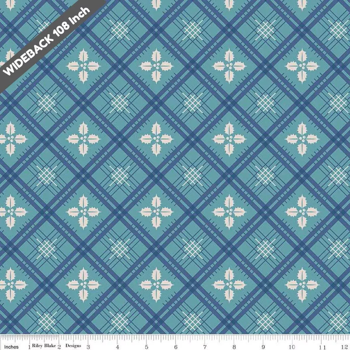 Wide Back Home Town Holiday Holly Raindrop - Black Riley Blake 107/108" Wide Quilting Cotton Fabric - WB14927-RAINDROP