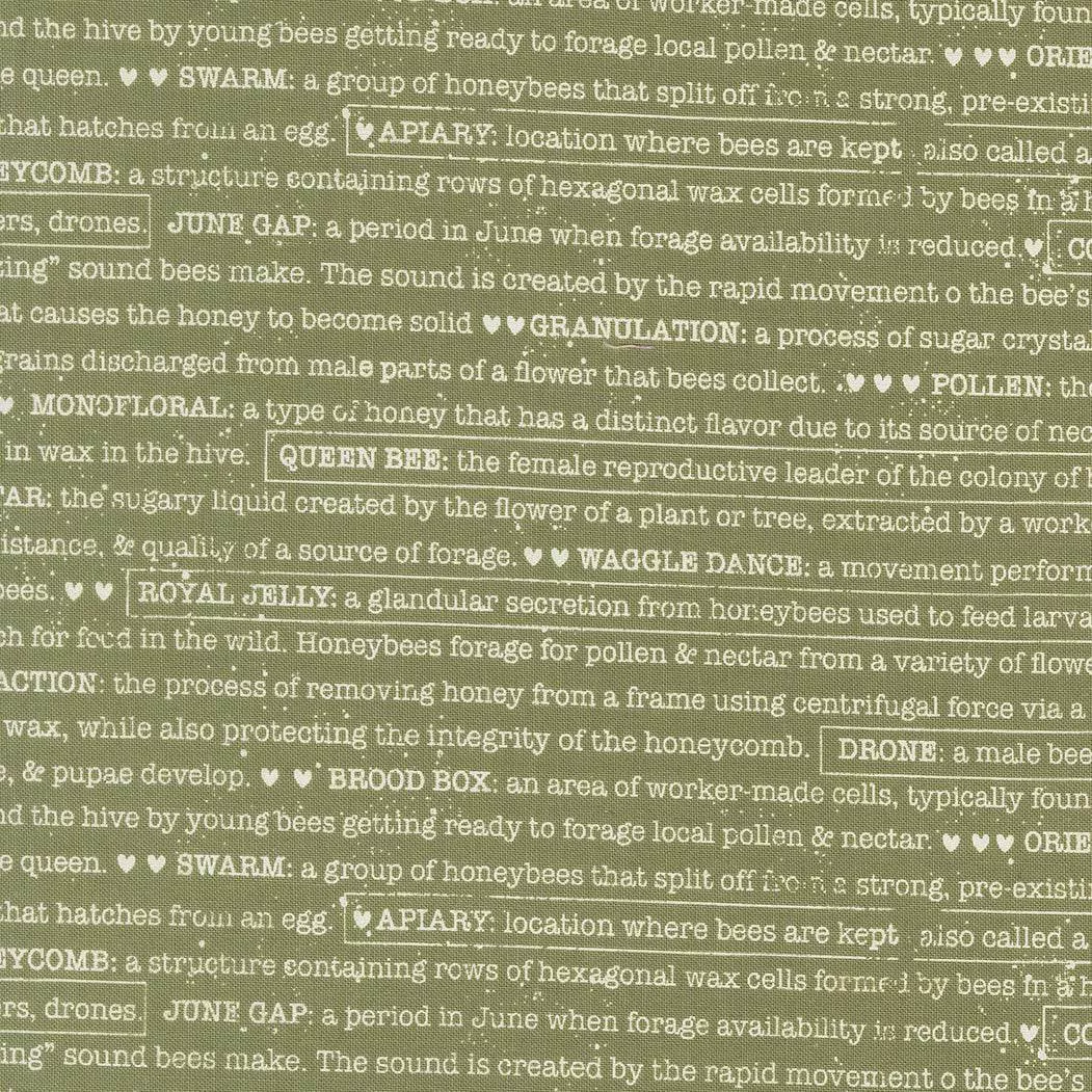 Wild Honey Buzz Words Fern 5254 15 by Lella Boutique for Moda. Sold in 1/2 Yard Increments