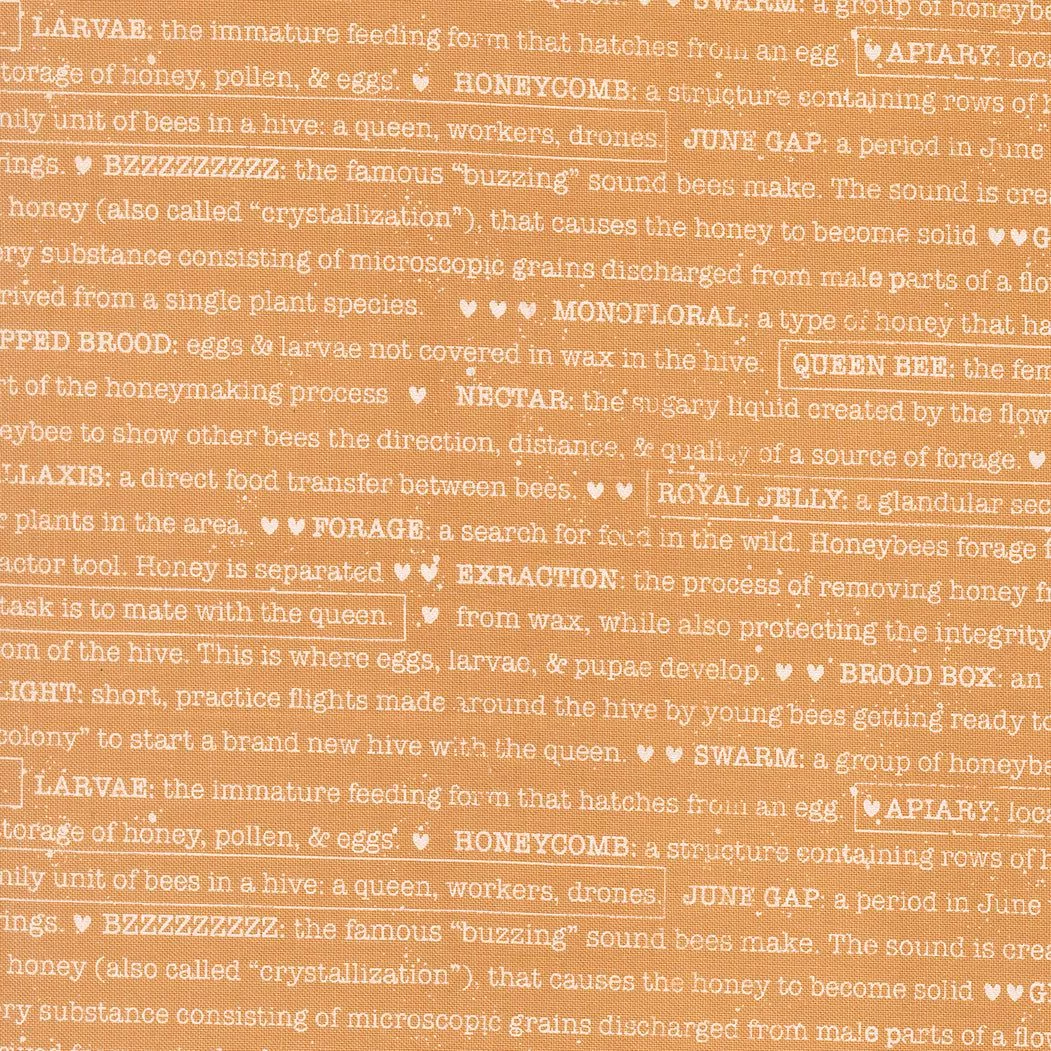 Wild Honey Buzz Words Honey 5254 16 by Lella Boutique for Moda. Sold in 1/2 Yard Increments