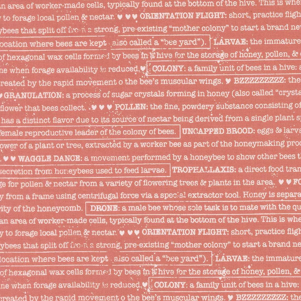 Wild Honey Buzz Words Rose Water 5254 13 by Lella Boutique for Moda. Sold in 1/2 Yard Increments