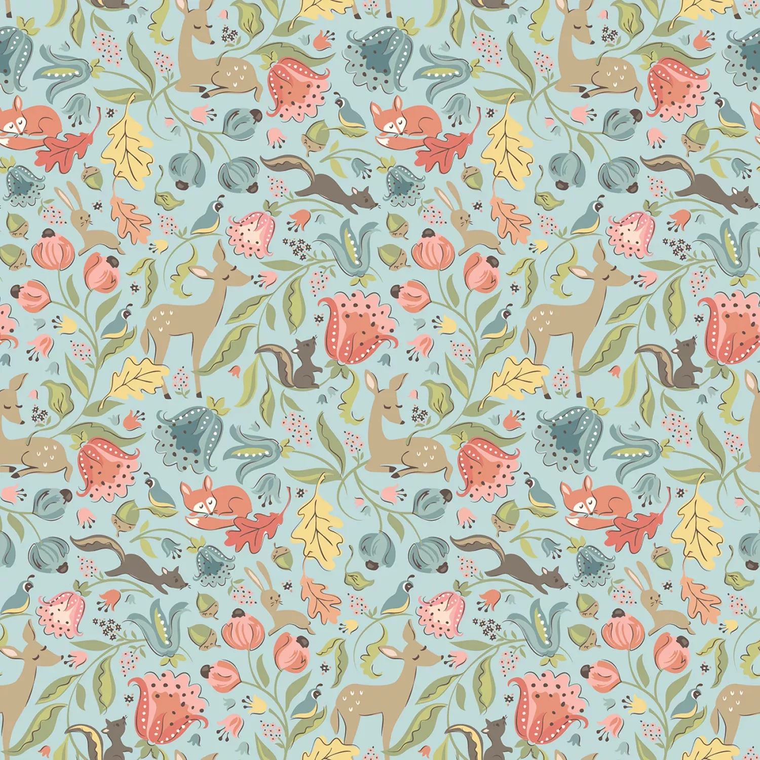 Wildwood Dwellings | Deer Meadow - Light Teal by Sheri McCulley for Poppie Cotton | WW25101